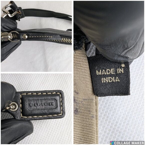 Coach Black Leather Top Zip Crossbody Handbag Purse Snap Pocket - Picture 5 of 11
